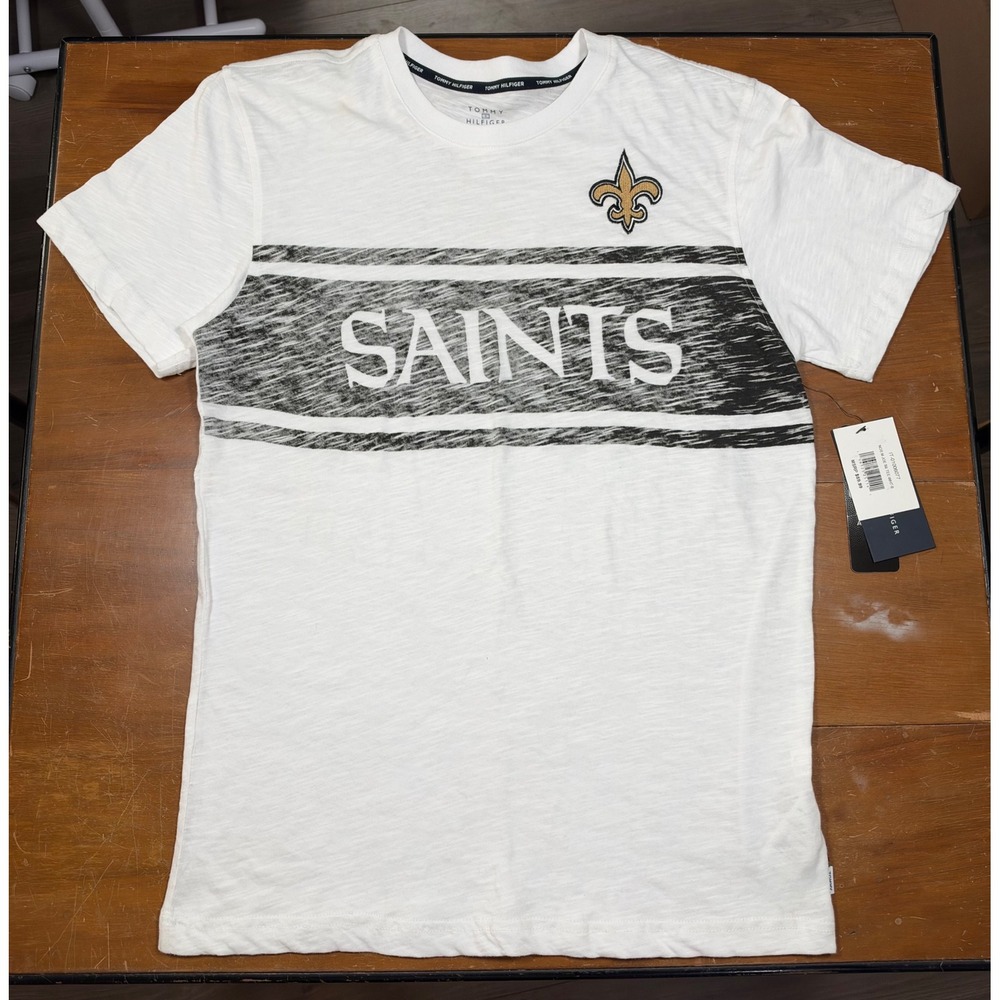 NWT Tommy Hilfiger NFL New Orleans Saints T-Shirt Mens S White Graphic Tee